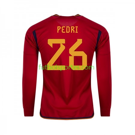 Camiseta España PEDRI 26 Primera Equipación Copa Mundo 2022 Manga Larga